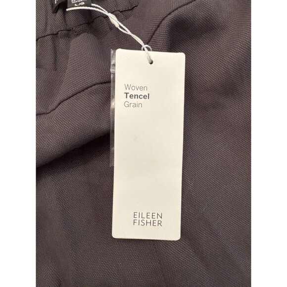 EILEEN FISHER Gray Woven Tencel Grain Pants Large Tapered Ankle Leg Classic Work - Picture 5 of 16